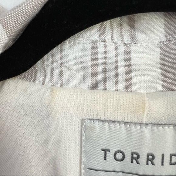 Torrid Taupe Stripe Linen Blend Blazer - Picture 8 of 14